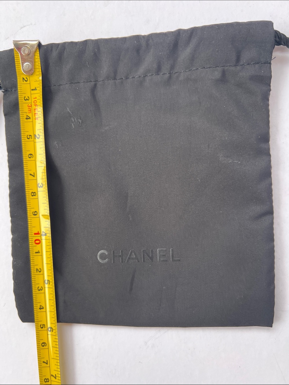 CHANEL Black Drawstring Pouch with Embossed Logo - Picture 2 of 2